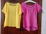 Twee blouses 42 geel en roze, Maat 42/44 (L), Ophalen of Verzenden, Zo goed als nieuw, Geel