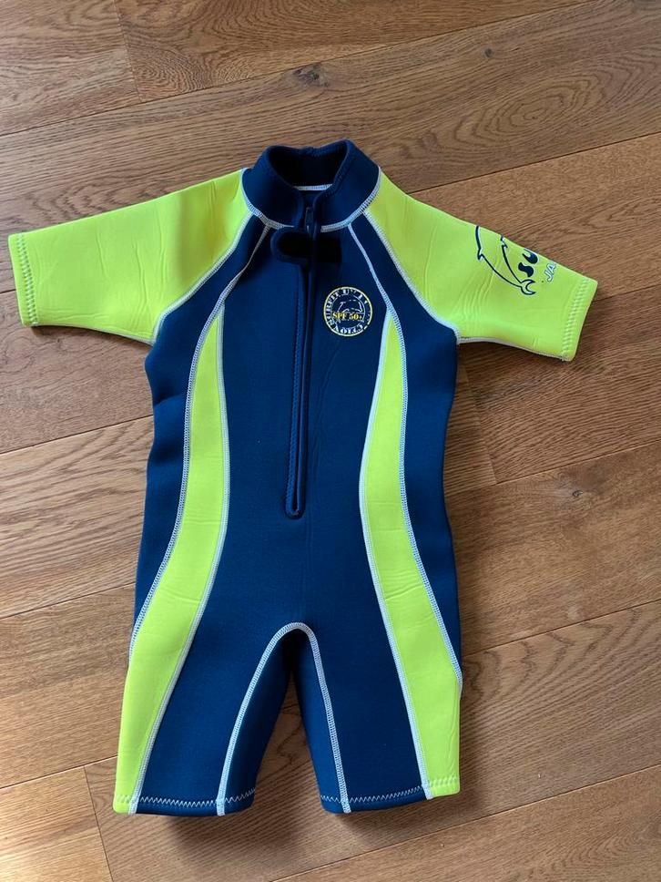 1 Surfit kinder wetsuit met rits - blauw/geel maat 110/116, Watersport en Boten, Watersportkleding, Zo goed als nieuw, Wetsuit