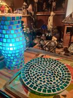 Handgemaakte Turkse mozaïeklamp 30x13 cm + schaal 25 cm, Antiek en Kunst, Ophalen