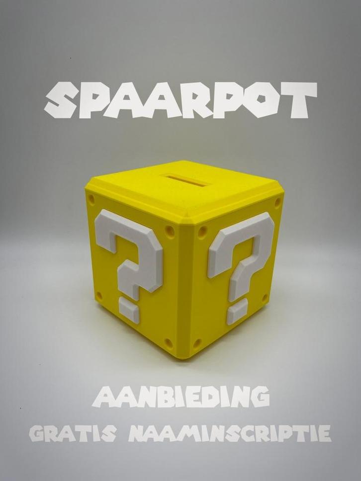 Mario spaarpot | Cube | Opbergbox, Verzamelen, Spaarpotten, Nieuw, Strip- of Tekenfilmfiguur, Kunststof, Ophalen of Verzenden