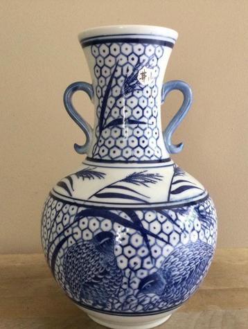 Aparte Japanse blauw/witte vaas decor patrijzen prima staat  beschikbaar voor biedingen