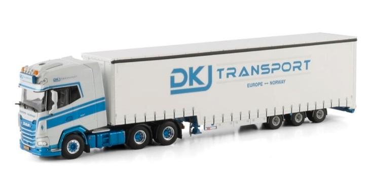 WSI DAF XG+ MET TRAILER - DKJ TRANSPORT, Hobby en Vrije tijd, Modelauto's | 1:50, Nieuw, Bus of Vrachtwagen, Wsi, Ophalen of Verzenden