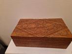 Mooie houten doos met houtsnijwerk, Ophalen of Verzenden