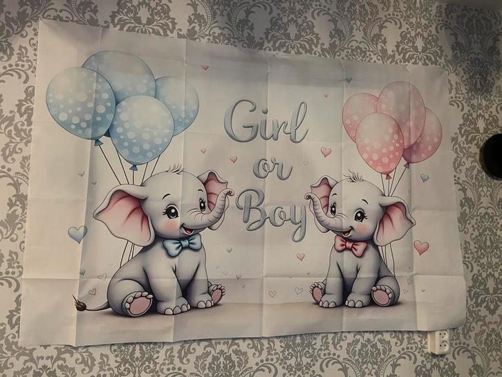 Zgan gender reveal olifant versiering jongen of meisje, Hobby en Vrije tijd, Feestartikelen, Zo goed als nieuw, Versiering, Geboorte of Huwelijk