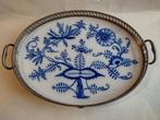 oude art deco porselein tinnen ovaal dienblad  Zwiebelmuster, Antiek en Kunst, Ophalen