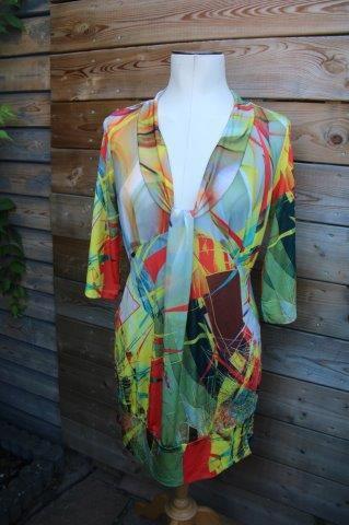 Jurk geel/rood Etoile du Monde mt 3 (M) vaste prijs OPRUIMIN, Kleding | Dames, Jurken, Zo goed als nieuw, Maat 38/40 (M), Geel