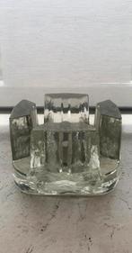 Vintage brutalist massief ijs glas massief theelicht rechaud, Antiek en Kunst, Antiek | Glas en Kristal, Verzenden