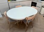 Extendable table, white 110/155cm & 4 Lisabo chairs, Huis en Inrichting, Ophalen, 100 tot 150 cm, Zo goed als nieuw, Vier personen