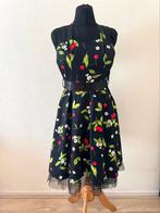 Nieuwe swingdress met kersjes en bloemen, Verzenden, Zwart, Nieuw, Knielengte