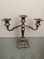 Engelse rococo kandelaar 3 armig silver plated, Antiek en Kunst, Ophalen of Verzenden