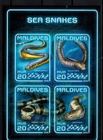 maldives 2018 pf blok slangen snakes reptielen zeeleven 2, Ophalen of Verzenden, Postfris, Dier of Natuur
