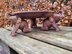 nr 2 handgemaakte teak houten olifanten schaal, Antiek en Kunst, Kunst | Beelden en Houtsnijwerken, Ophalen of Verzenden