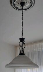 2 Prachtige hanglampen met zwart gietijzer & glazen kelk, Ophalen, Zo goed als nieuw, 75 cm of meer