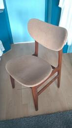 Vintage stoel hout en ribstof ripstof corduroy 84 cm hoog, Huis en Inrichting, Stoelen, Bruin, Zo goed als nieuw, Hout, Eén
