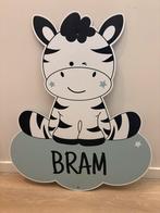 Geboortebord tuin Zebra met knipoog met naam (Bram), Ophalen, Zo goed als nieuw, Geboortebord