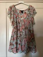 Top H&M turqoise/roze roesel mt. 42, Kleding | Dames, Blouses en Tunieken, H&M, Maat 42/44 (L), Ophalen of Verzenden, Zo goed als nieuw