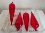 4 Rode glazen  pegels kerstballen in doos  14 cm lang nieuw, Ophalen of Verzenden, Nieuw