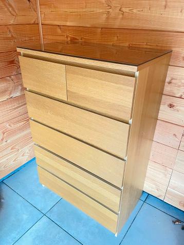 MALM Ladekast 6 lades,  eikenfineer, 80x123 cm - afbeelding 1