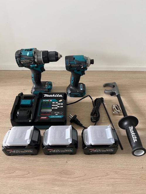 Makita HP001G + TD001G + 3x 2.0Ah XGT 40V batterijen + oplad, Doe-het-zelf en Verbouw, Gereedschap | Boormachines, Zo goed als nieuw