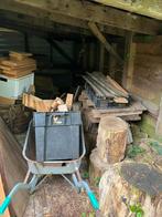 3 a 4 m3 droog gestapeld brandhout mix meranti vuren grenen, Tuin en Terras, Haardhout, 3 tot 6 m³, Ophalen, Blokken