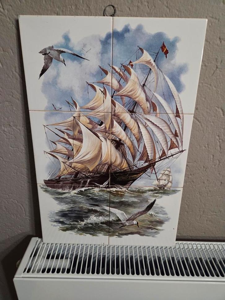 Tegeltableau Zeilschip, Antiek en Kunst, Antiek | Wandborden en Tegels, Ophalen