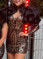 Glitterjurk met zwarte details, Kleding | Dames, Jurken, Maat 38/40 (M), Zwart, Ophalen of Verzenden, Zo goed als nieuw