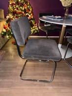 Vier Grijze Ribstof Eetkamerstoelen, Ophalen, Gebruikt, Vier, Stof