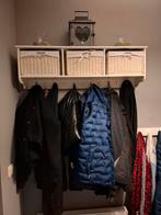 Witte Kapstok met Rieten Mandjes, Ophalen, Gebruikt, Hout, Wandkapstok