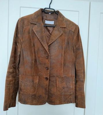 Vintage bruine leren blazer maat 42 beschikbaar voor biedingen