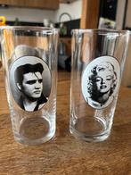 Vintage Glazen Elvis & Marilyn, Ophalen of Verzenden, Gebruikt