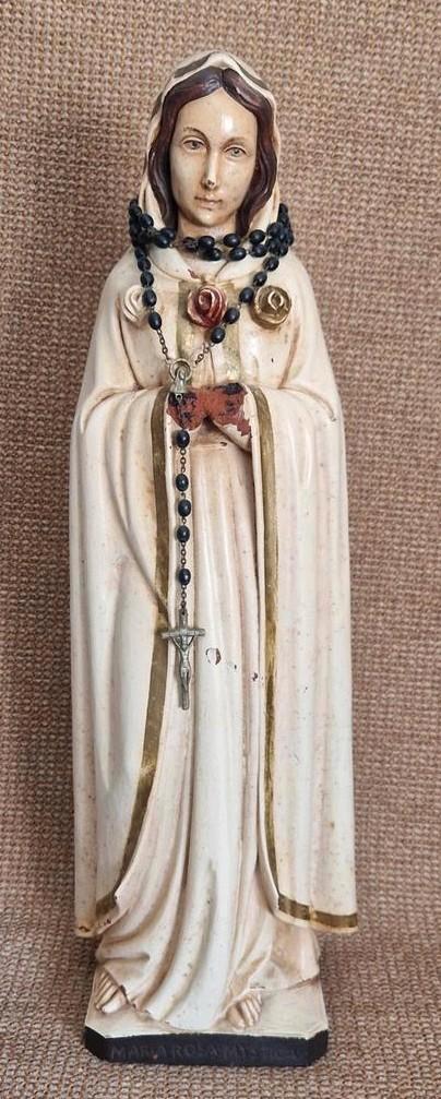 Houten Maria Rosa Mystica Beeld – 47 cm – Vintage 1986, Antiek en Kunst, Antiek | Religie, Verzenden