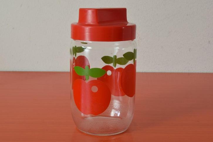 Retro vintage glazen VMC France voorraadpot - Funky appel, Huis en Inrichting, Keuken | Potten en Pannen, Zo goed als nieuw, Pot, Bus of Blik