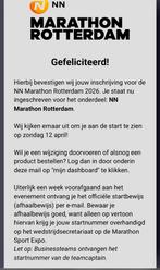 Startbewijs NN Marathon Rotterdam, Tickets en Kaartjes, Evenementen en Festivals, Eén persoon