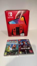 Nintendo Switch OLED Mario Edition Nieuwstaat + 2 spellen, Verzenden, Zo goed als nieuw, Met 2 controllers, Switch OLED