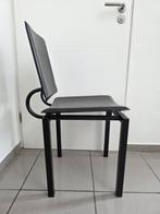 Jaren 80/90 designstoelen zwart leer in zeer goede staat 4x, Ophalen, Gebruikt, Zwart, Leer