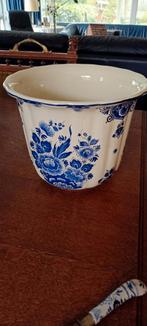 Delfts blauwe bloempot, Rond, Binnen, Ophalen of Verzenden, Zo goed als nieuw