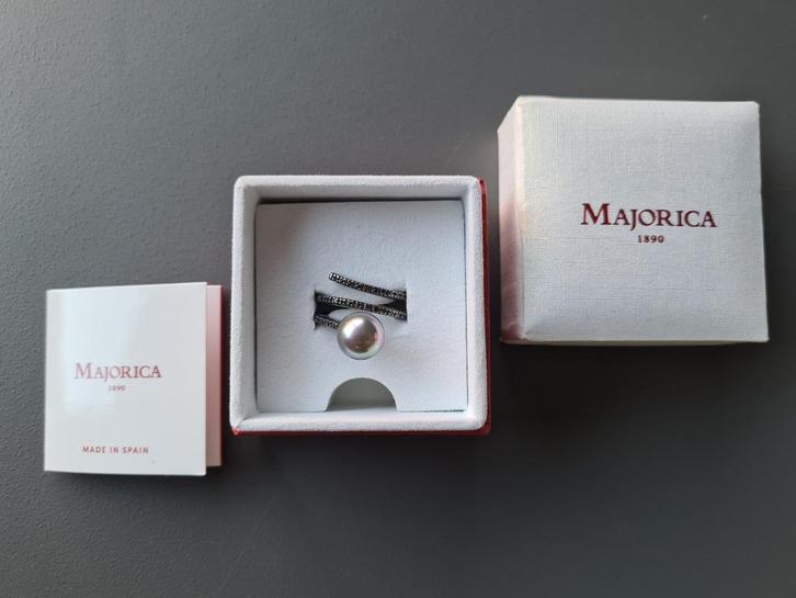 Prachtige ring mt 54 met parel z.g.a.n., Sieraden, Tassen en Uiterlijk, Ringen, Zo goed als nieuw, Dame, 17 tot 18, Grijs, Overige materialen