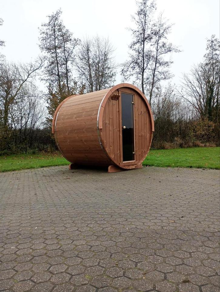 Houten Barrel Sauna thermohout - Nieuw!, Sport en Fitness, Sauna, Nieuw, Complete sauna, Fins of Traditioneel, Ophalen