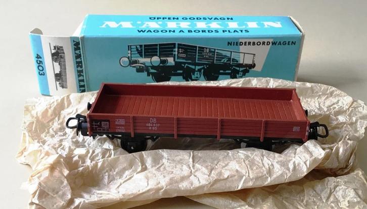 MäRKLIN H0 # 4503 PLATTE BAKWAGEN BRUIN BINNEN 1969 N in OVP, Hobby en Vrije tijd, Modeltreinen | H0, Nieuw, Wagon, Wisselstroom