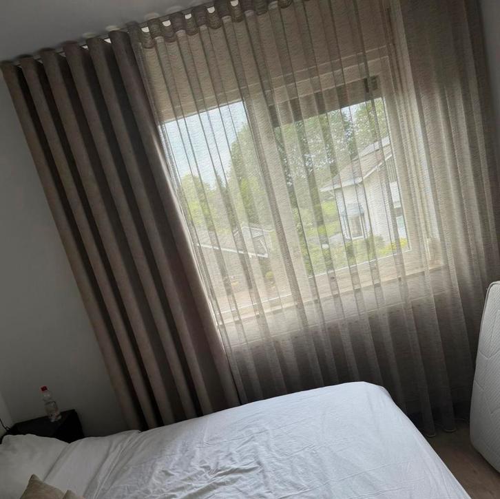 Wave gordijnen, Huis en Inrichting, Stoffering | Gordijnen en Lamellen, Zo goed als nieuw, 200 cm of meer, 200 cm of meer, Beige