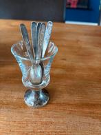 Glas met zilveren voet en verzilverde lepeltjes, Antiek en Kunst, Ophalen of Verzenden