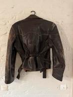 Stoer bruin dik leren vintage jack, large, Kleding | Heren, Overige Herenkleding, Ophalen of Verzenden, Gedragen