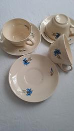 3x kop en schotel - wit met blauwe bloemen, Ophalen of Verzenden