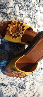 bloem caprice schoen wedge geel bruin 39, Bruin, Caprice, Gedragen, Sandalen of Muiltjes
