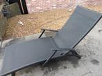 2  zwarte ligstoelen verstelbaar, Tuin en Terras, Ligbedden, Ophalen, Gebruikt, Textileen, Verstelbaar