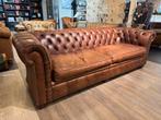Originele Engelse XL chesterfield 3,5 zits bank Chestnut, Antiek en Kunst, Antiek | Meubels | Stoelen en Banken, Ophalen of Verzenden