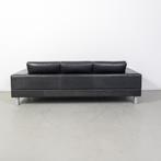 1x Leolux Antipode Bank 3,5-zits/235cm Zwart Leer + Hocker, Niet ingevuld, Gebruikt, Overige maten, Niet ingevuld