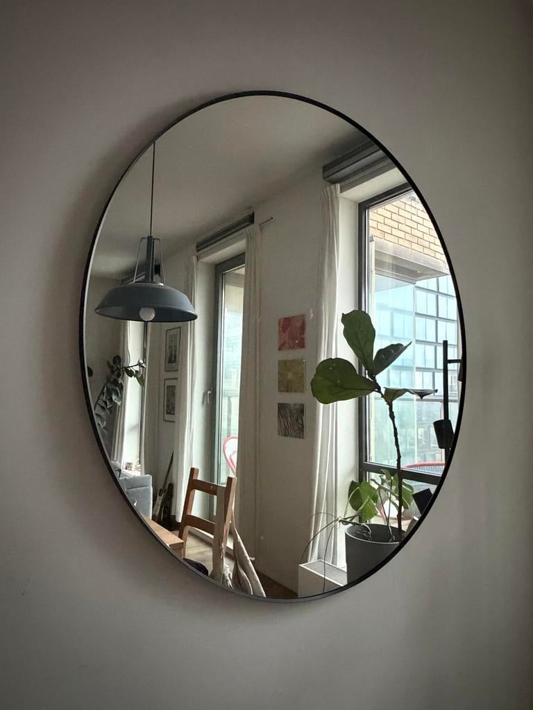 IKEA LINDBYN Spiegel / Circle Mirror - 110cm, Huis en Inrichting, Woonaccessoires | Spiegels, Ophalen, 100 tot 150 cm, Rond, Zo goed als nieuw