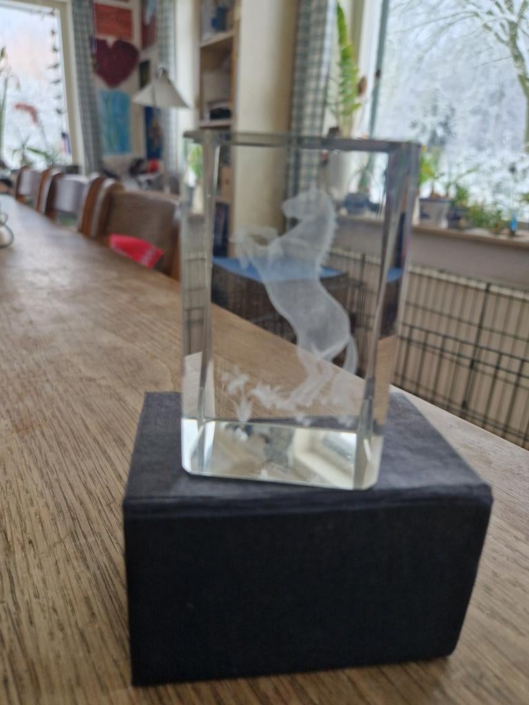 Presse-papier met draak, paard of vliegtuig., Wit, Ophalen of Verzenden, Minder dan 50 cm, Glas