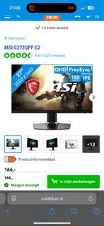 Msi 180hz 27 inch 2560x1440 1ms monitor, Computers en Software, Monitoren, Ophalen, IPS, Minder dan 1 ms, Zo goed als nieuw
